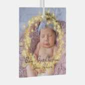 Baby's Eerste Kerstmis Aangepast Foto Gold Circle Glas Ornament (Voorkant Rechts)