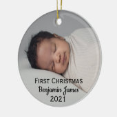 Babys Eerste Kerstmis Aangepast Modern Keramisch Keramisch Ornament (Links)