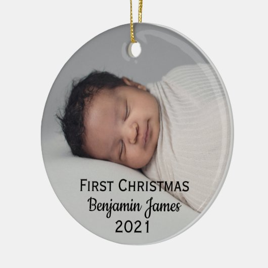 Babys Eerste Kerstmis Aangepast Modern Keramisch Keramisch Ornament (Links)