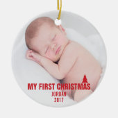 Baby's Eerste Kerstmis Aangepast Ornament Rood met (Voorkant)