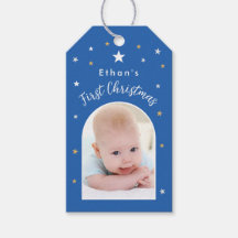 Baby's eerste kerstmis aangepaste boog foto blauw