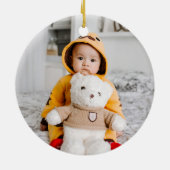 Baby's eerste Kerstmis | Aangepaste foto en naam Keramisch Ornament (Achterkant)
