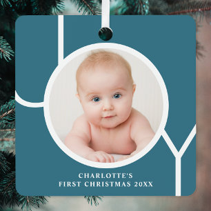 Baby's Eerste Kerstmis Aangepaste Herinnering Foto Metalen Ornament