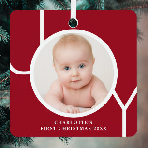 Baby's Eerste Kerstmis Aangepaste Herinnering Foto Metalen Ornament