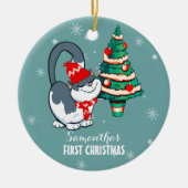 Baby's eerste Kerstmis. Aangepaste kerst Keramisch Ornament (Voorkant)