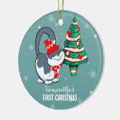 Baby's eerste Kerstmis. Aangepaste kerst Keramisch Ornament (Links)