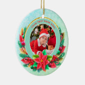 Baby's Eerste Kerstmis Aangepaste Naam Foto Aanden Keramisch Ornament (Rechts)