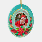 Baby's Eerste Kerstmis Aangepaste Naam Foto Aanden Keramisch Ornament (Rechts)