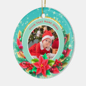 Baby's Eerste Kerstmis Aangepaste Naam Foto Aanden Keramisch Ornament (Links)