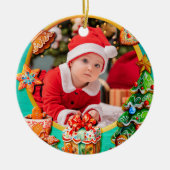 Baby's Eerste Kerstmis Aangepaste Naam Foto Aanden Keramisch Ornament (Voorkant)