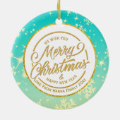 Baby's Eerste Kerstmis Aangepaste Naam Foto Aanden Keramisch Ornament (Achterkant)
