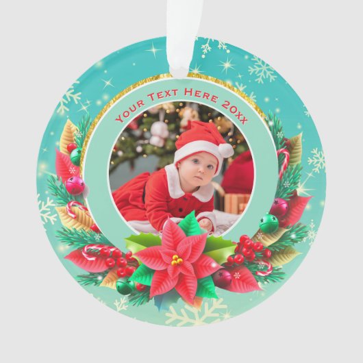 Baby's Eerste Kerstmis Aangepaste Naam Foto Aanden Ornament (voorkant)