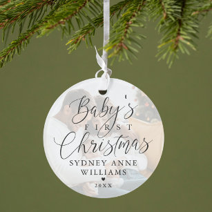 Baby's Eerste Kerstmis Aangepaste naam Foto Keepom Ornament