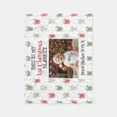 Baby's Eerste Kerstmis Aangepaste Naam Foto Rendie Fleece Deken (Voorkant)