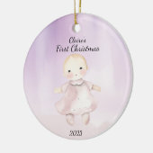 Baby's Eerste Kerstmis Baby Doll - Gepersonaliseer Keramisch Ornament (Links)