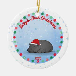 -Baby's eerste kerstmis -Baby nijlpaard ornament