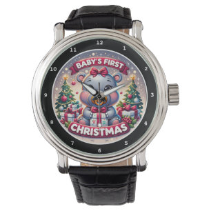Baby's Eerste Kerstmis Beer Decoratie Horloge
