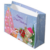 Baby's Eerste Kerstmis Beer Gepersonaliseerd Groot Cadeauzakje (Voorkant Gekanteld)