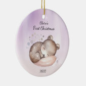 Baby's Eerste Kerstmis Beer Gepersonaliseerd Keramisch Ornament (Rechts)