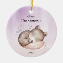 Baby's Eerste Kerstmis Beer Gepersonaliseerd Keramisch Ornament
