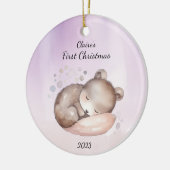 Baby's Eerste Kerstmis Beer Gepersonaliseerd Keramisch Ornament (Links)