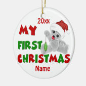 Babys Eerste Kerstmis Beer, speciaal gepersonalise Keramisch Ornament (Links)