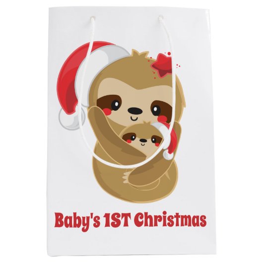 Baby's Eerste Kerstmis bericht toevoegen bericht Medium Cadeauzakje (Voorkant)