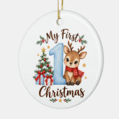 Baby's Eerste Kerstmis Blauwe Rendier Ornament (Links)
