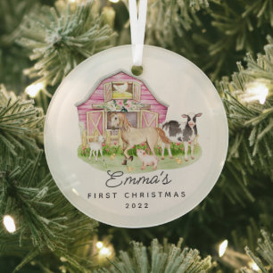 Baby's Eerste Kerstmis Boerderij Vrienden Glas Ornament