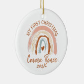 Baby's Eerste Kerstmis Boho Regenboog Keramisch Ornament (Rechts)