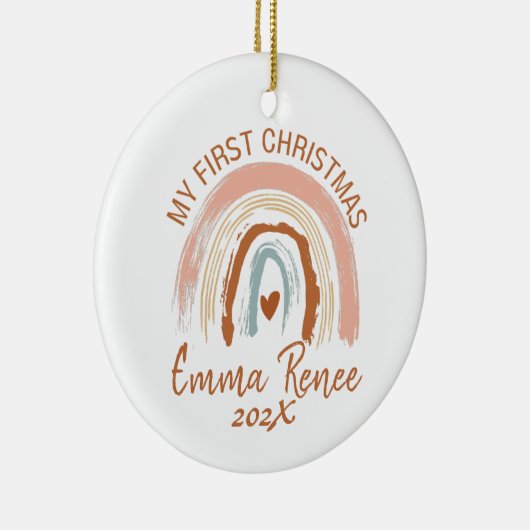 Baby's Eerste Kerstmis Boho Regenboog Keramisch Ornament (Rechts)