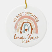 Baby's Eerste Kerstmis Boho Regenboog Keramisch Ornament (Voorkant)