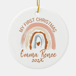 Baby's Eerste Kerstmis Boho Regenboog Keramisch Ornament