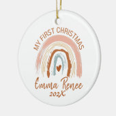 Baby's Eerste Kerstmis Boho Regenboog Keramisch Ornament (Links)