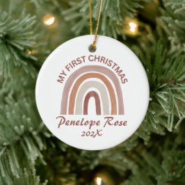 Baby's Eerste Kerstmis Boho Regenboog Keramisch Ornament