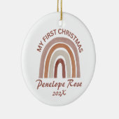 Baby's Eerste Kerstmis Boho Regenboog Keramisch Ornament (Rechts)