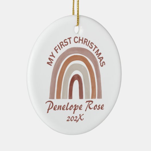 Baby's Eerste Kerstmis Boho Regenboog Keramisch Ornament (Rechts)