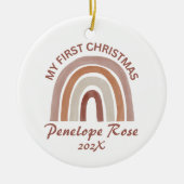 Baby's Eerste Kerstmis Boho Regenboog Keramisch Ornament (Voorkant)