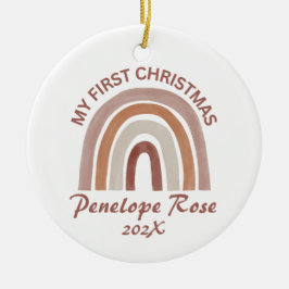 Baby's Eerste Kerstmis Boho Regenboog Keramisch Ornament