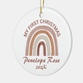 Baby's Eerste Kerstmis Boho Regenboog Keramisch Ornament (Links)