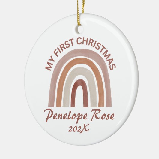 Baby's Eerste Kerstmis Boho Regenboog Keramisch Ornament (Links)