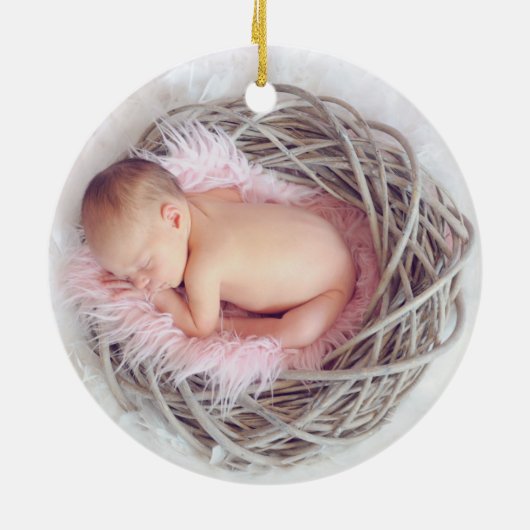 Baby's Eerste Kerstmis Boho Regenboog Keramisch Ornament (Achterkant)