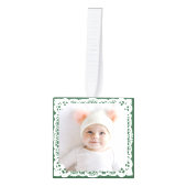 Baby's Eerste Kerstmis Bosgroene Aangepaste 4 Foto Decoratie (Voorkant)