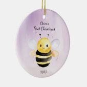 Baby's eerste Kerstmis Bumble Bee gepersonaliseerd Keramisch Ornament (Rechts)