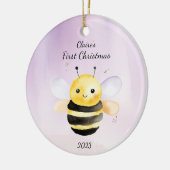 Baby's eerste Kerstmis Bumble Bee gepersonaliseerd Keramisch Ornament (Links)