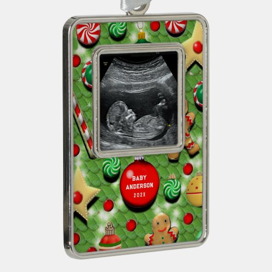 Baby's Eerste Kerstmis Collectible Verzilverd Omlijst Ornament (Rechts)