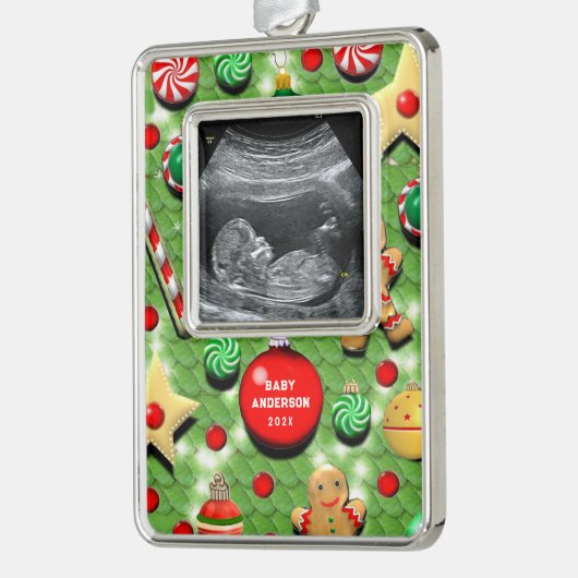 Baby's Eerste Kerstmis Collectible Verzilverd Omlijst Ornament (Links)