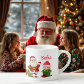 Baby's Eerste Kerstmis Cup Naam Santa en Boom Espresso Kop