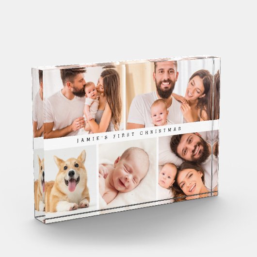 Baby's eerste Kerstmis Custom foto collage (Links)