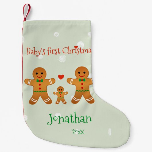 Baby's eerste Kerstmis - Cute Gingerbrood Men Kleine Kerstsok (Voorkant)